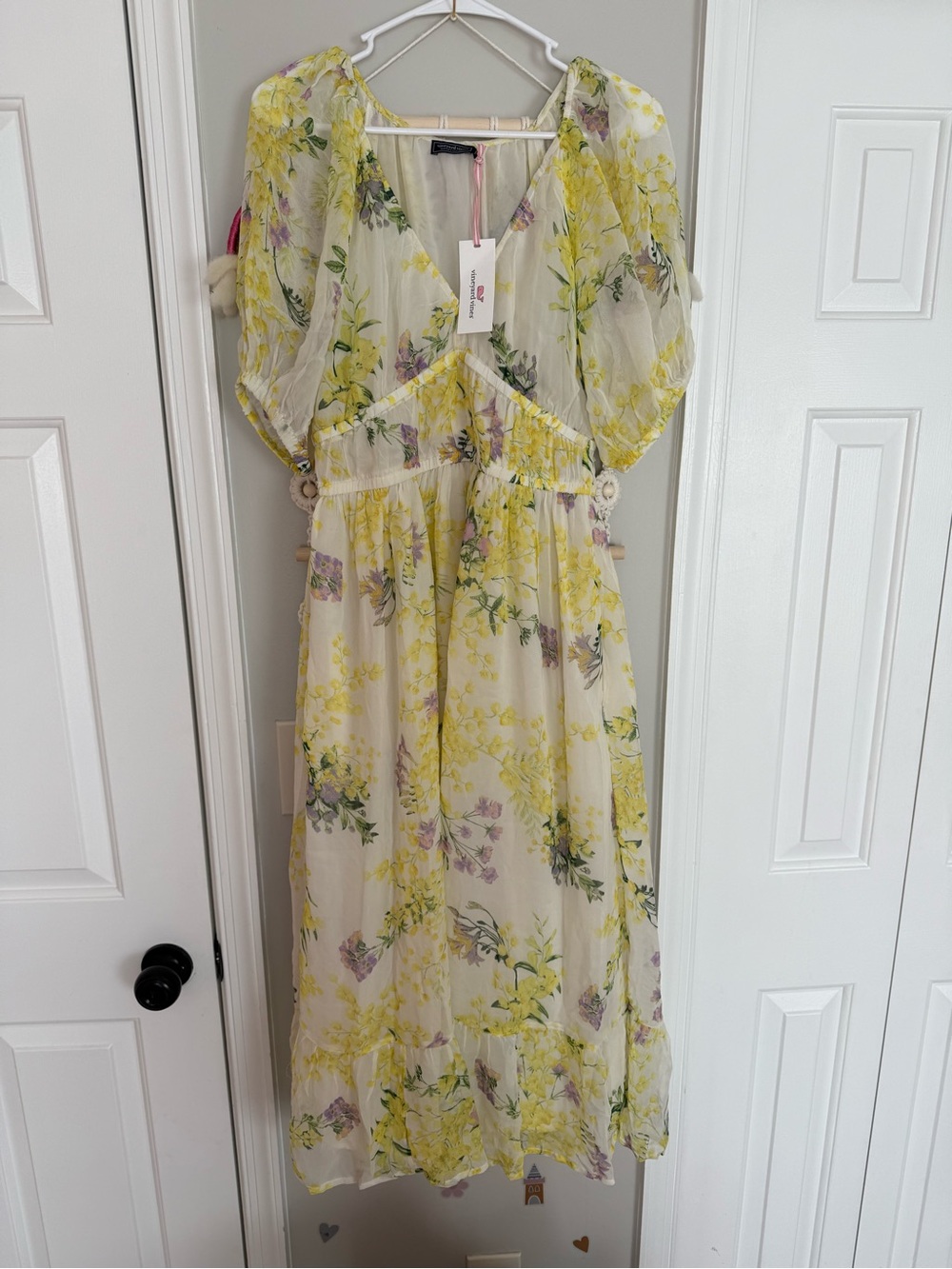 Vineyard Vines Yellow Floral Midi Dress